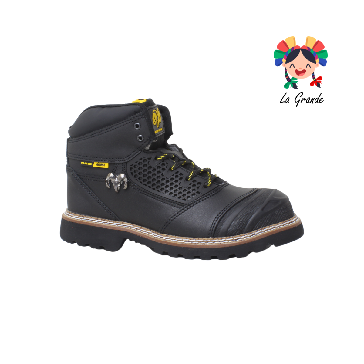 9821 RAM Negro Amarillo Textil  Bota Industrial Casco para Caballero