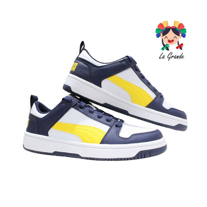 9901 LAYUP LO-PUMA Blanco azul amarillo,tenis tipo choclo importado original para joven, dama y caballero