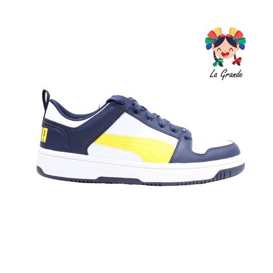 9901 LAYUP LO-PUMA Blanco azul amarillo,tenis tipo choclo importado original para joven, dama y caballero