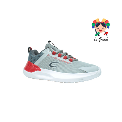 A1307 COURT Gris Rojo Textil Tenis Choclo Running para Caballero