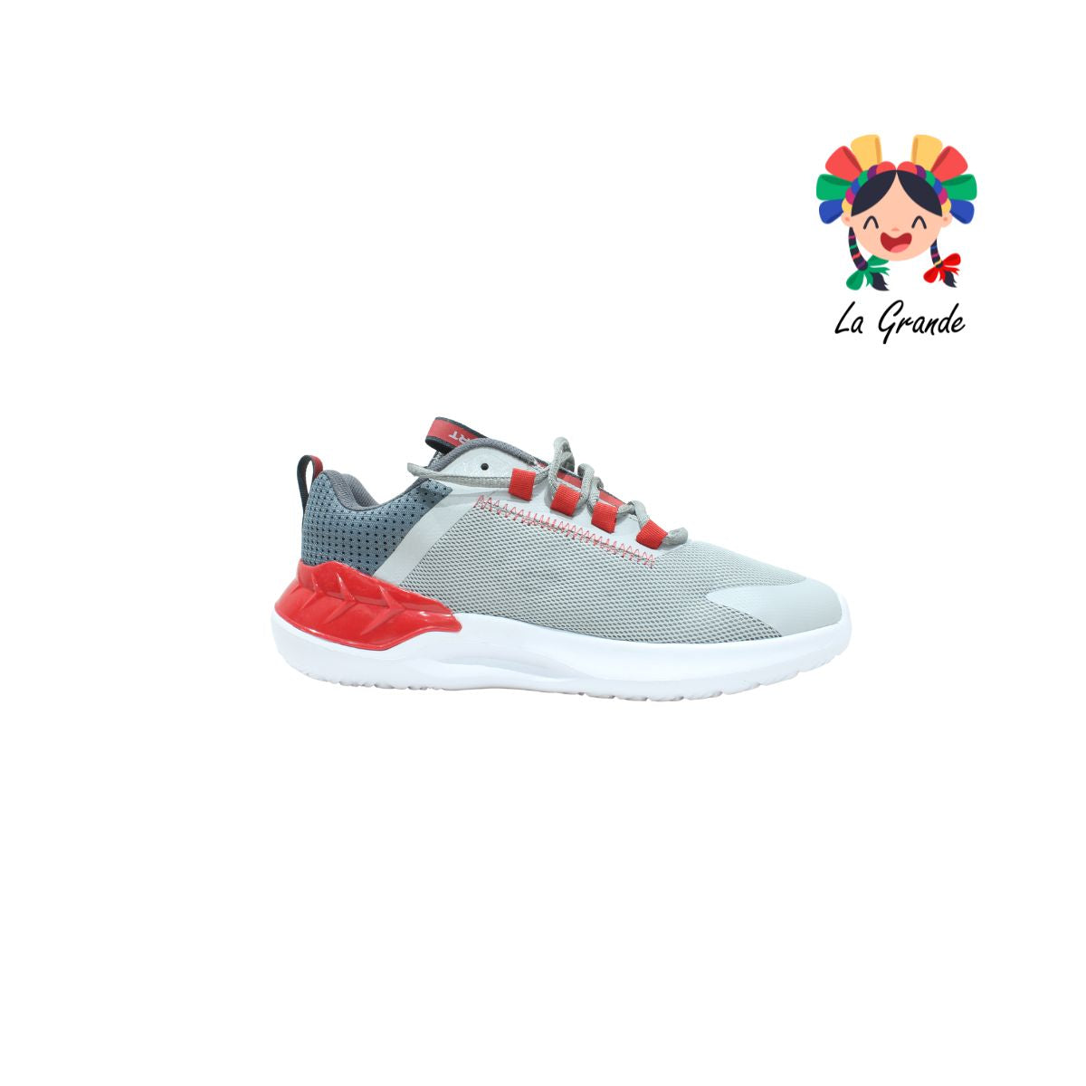 A1307 COURT Gris Rojo Textil Tenis Choclo Running para Caballero