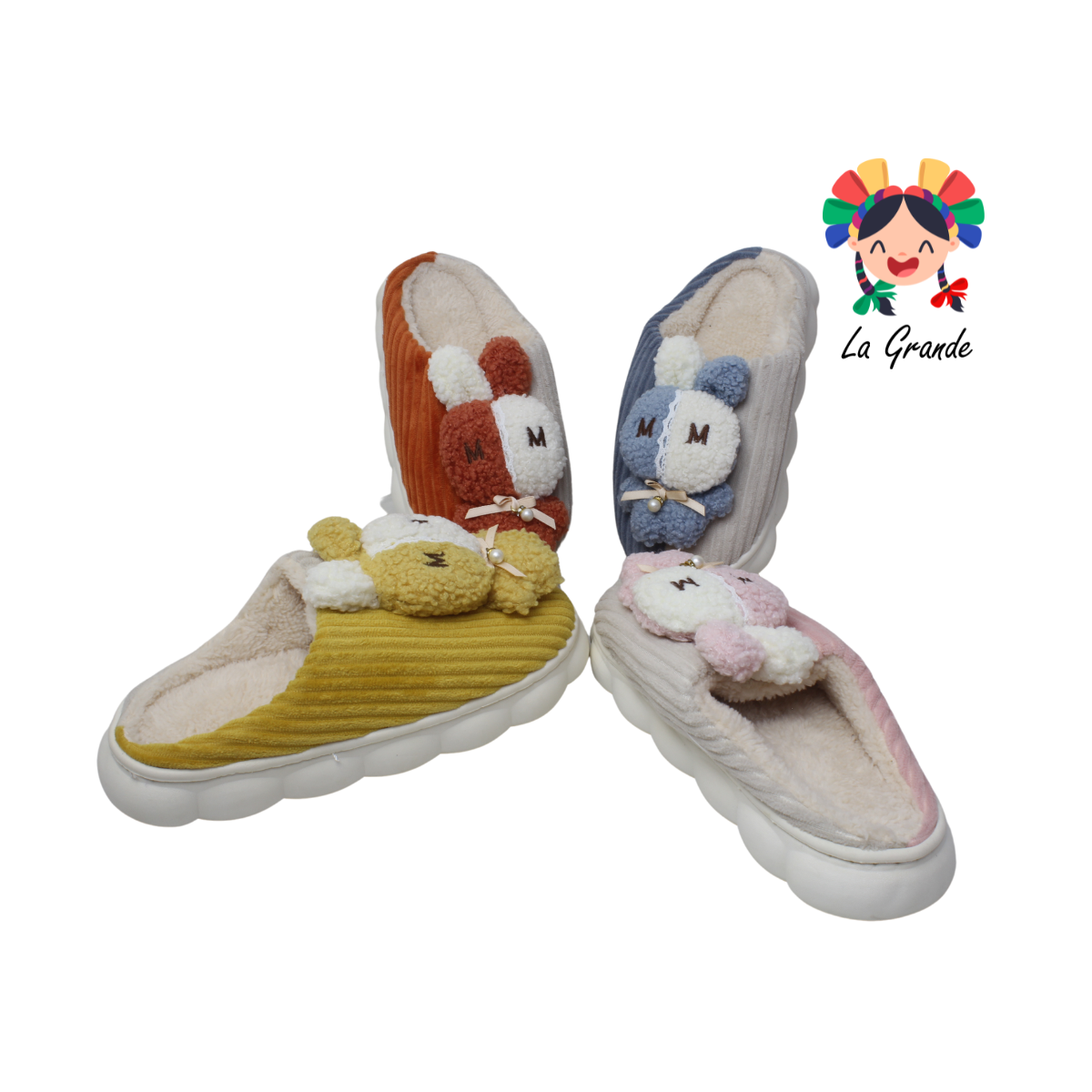 AB-137 TIGRE Conejo Multicolor Pantufla con Plataforma para dama