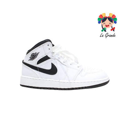 AIR JORDAN 1 MID-NIKE blanco negro para joven y dama importado Original