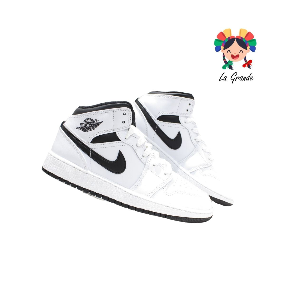 AIR JORDAN 1 MID NIKE Blanco Ngo Tenis Importado Original para Joven y Zapateria la Grande