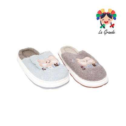 B-6208 TIGRE Oso Multicolor Sint Textil Pantufla para Dama, Joven y Caballero