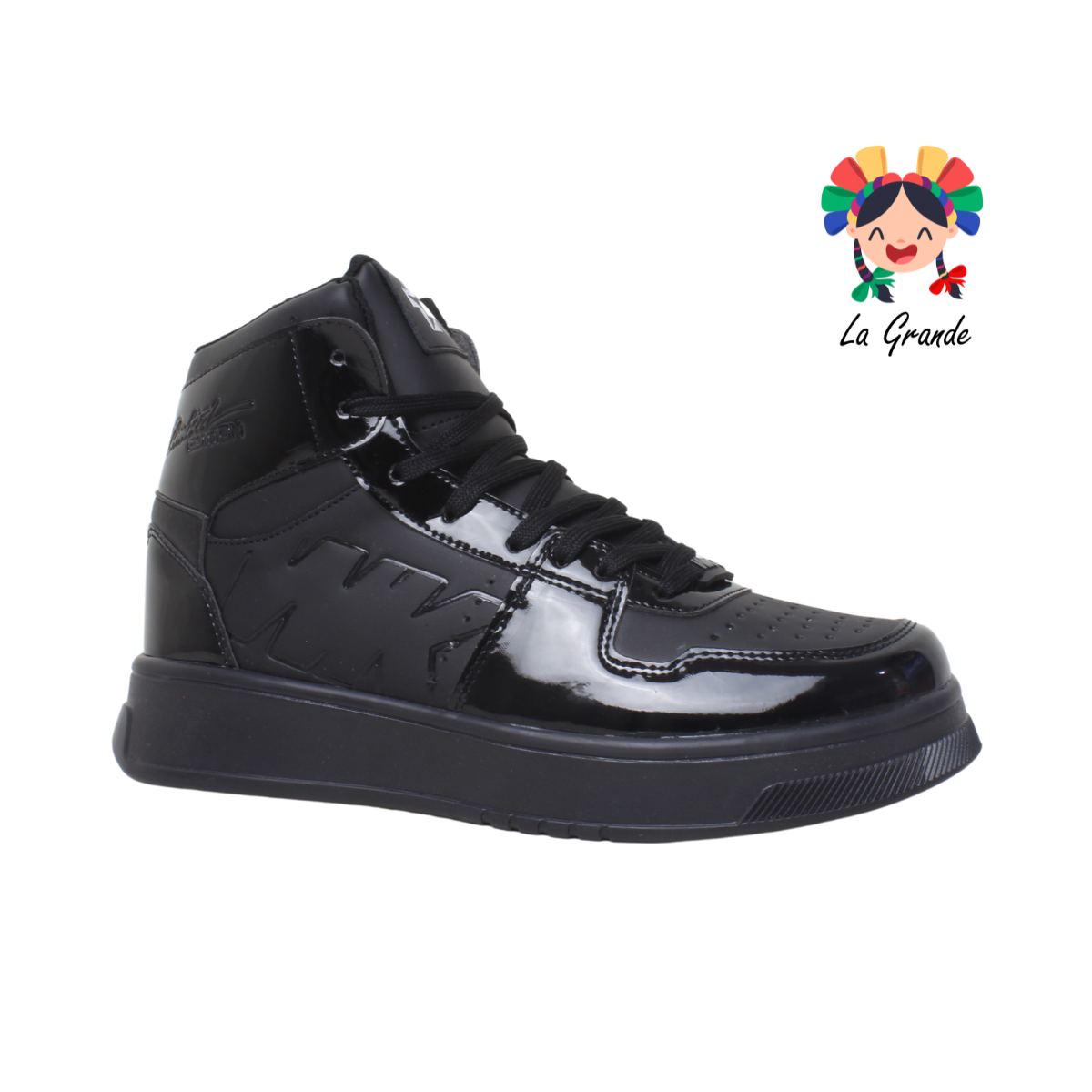 LONDON WALKQUIR Negro Negro Charol Tenis Tipo Bota Urban para Caballero