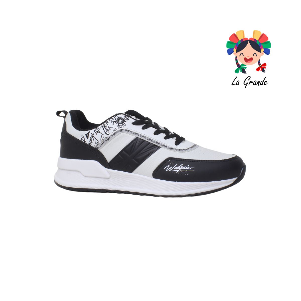 Boston WALKQUIR Blanco Negro Tenis Urbano sint  Choclo para Caballero