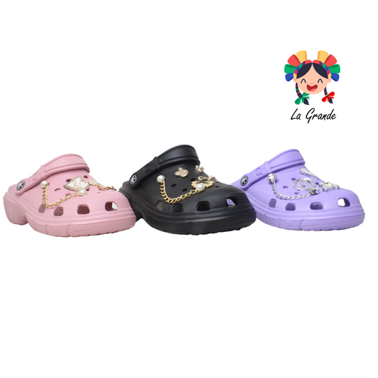 C-013M TOP SANDAL Multicolor Sandalia de baño o playa con adorno de cadena para Dama