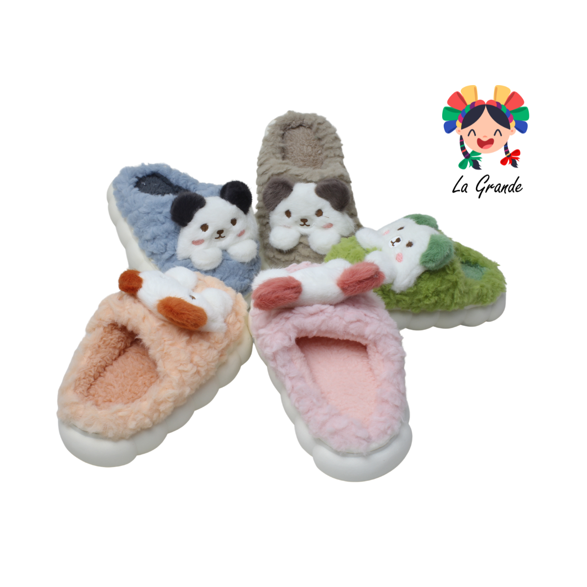 C-4038 TIGRE Perrito Multicolor Pantufla para niña infantil