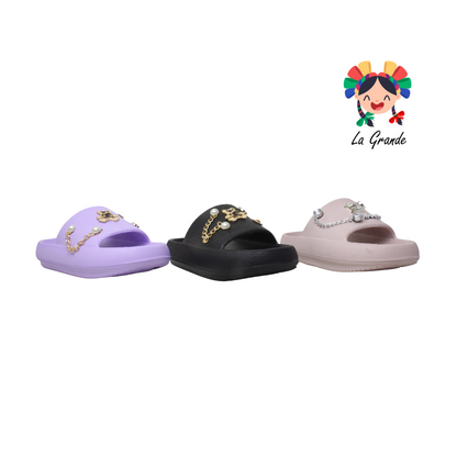 C004M TOP SANDAL Multicolor sandalia de baño o playa con adorno de cadena para Dama