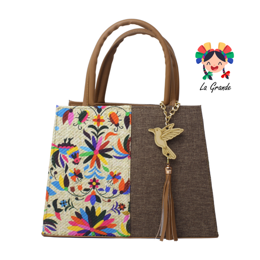 04 Bolsa tipo cajita Marrón Colibrí dual para dama