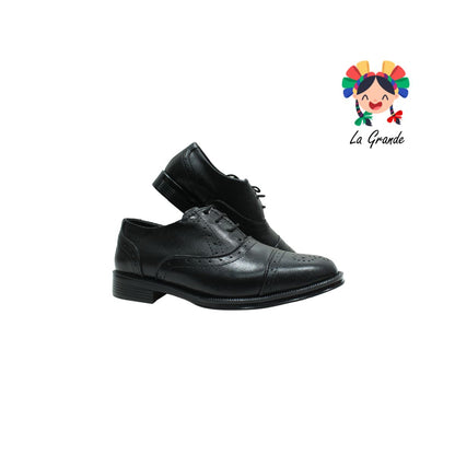 D920 VIAKENTTO Negro Piel Zapato vestir Casual para Niño y Caballero