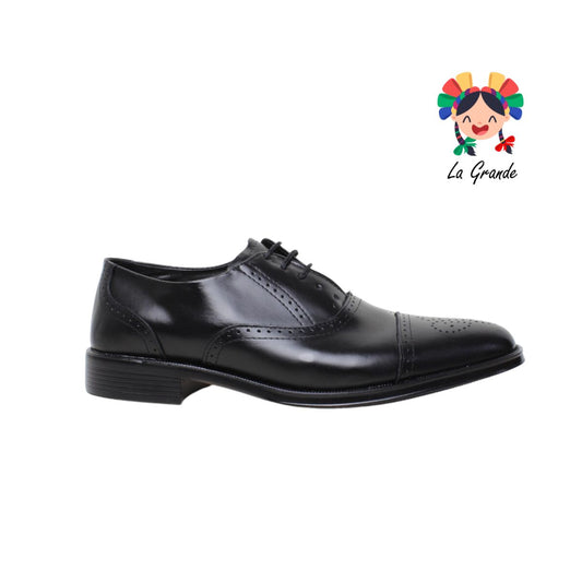 D920 VIAKENTTO Negro Piel Zapato vestir Casual para Niño y Caballero