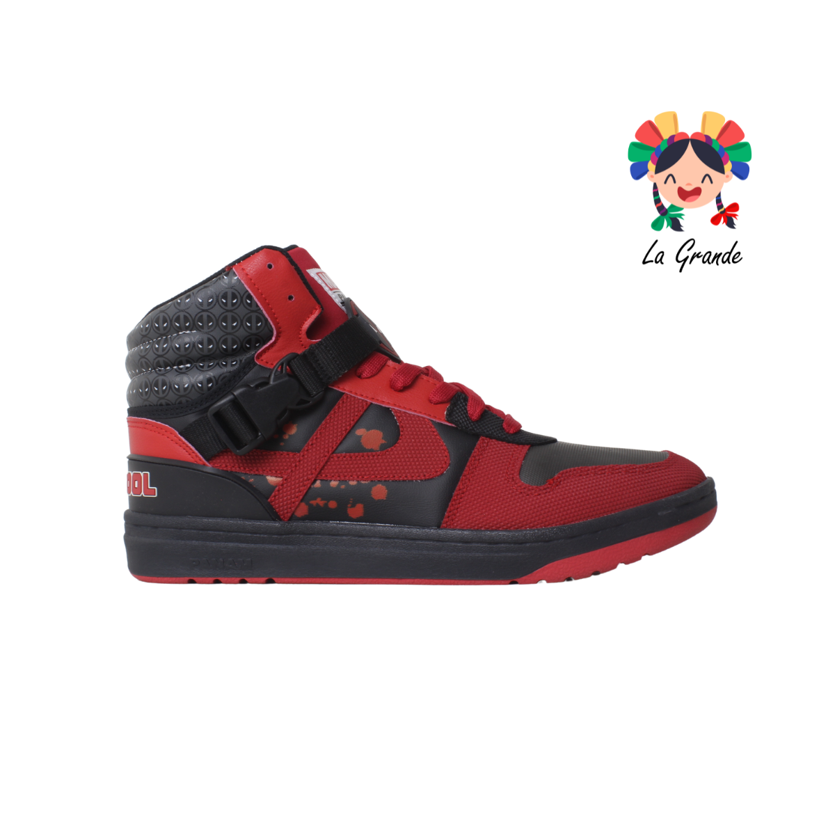 060047-PANAM Negro Rojo Sint Tenis Bota Deadpool para Dama, Joven y Caballero Nacional Original