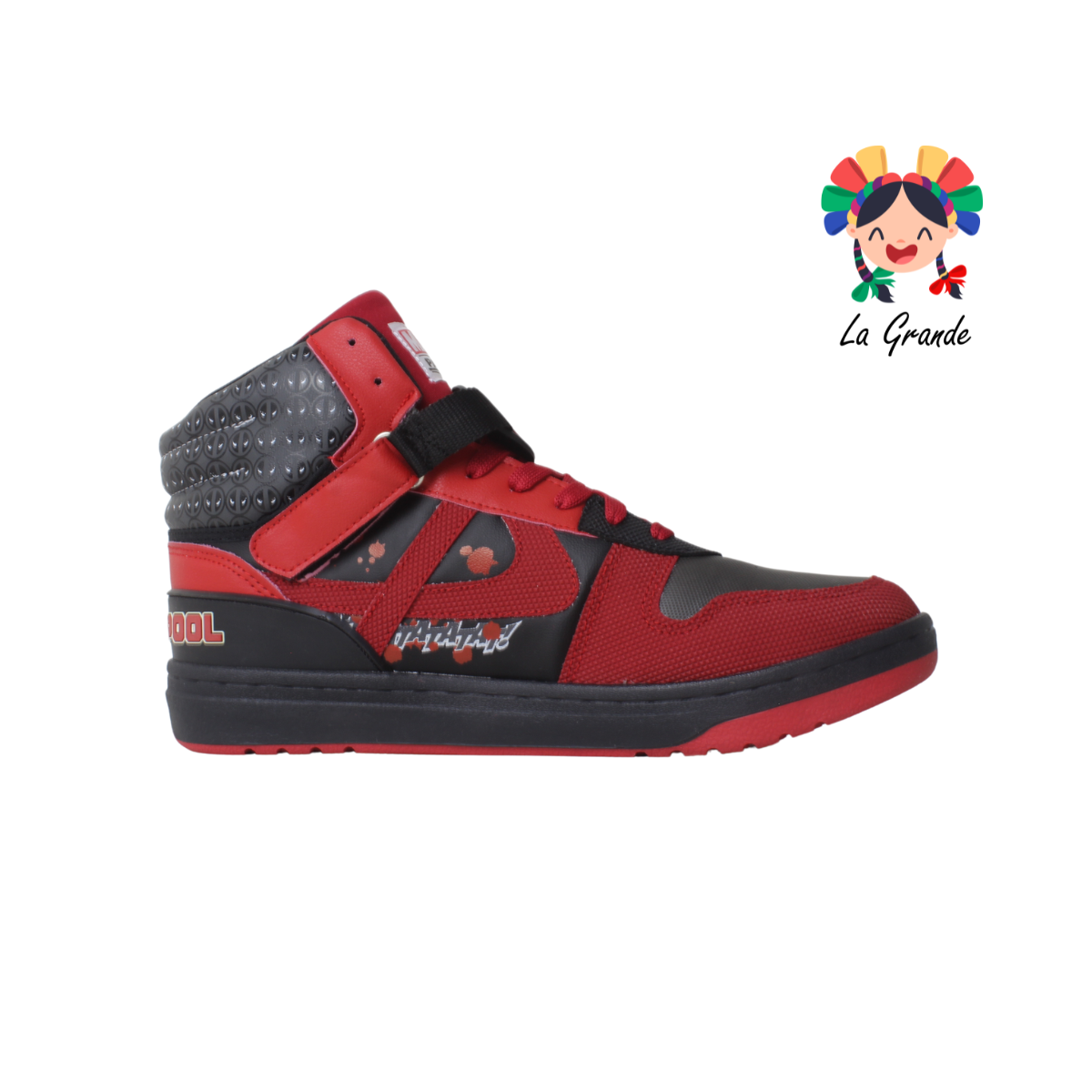 060047-PANAM Negro Rojo Sint Tenis Bota Deadpool para Dama, Joven y Caballero Nacional Original