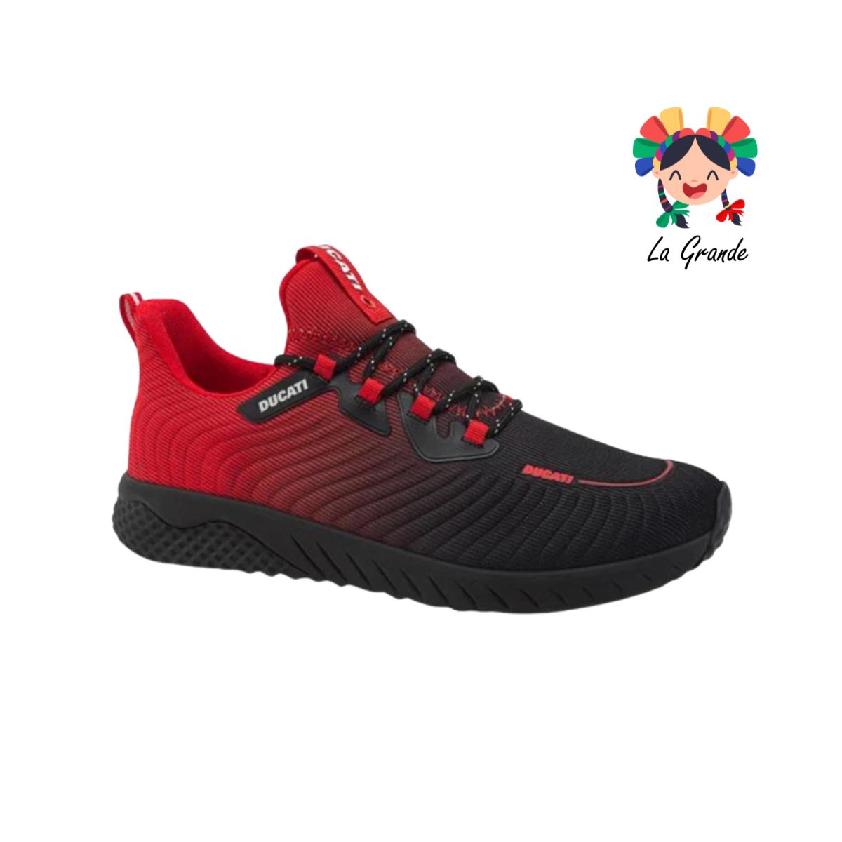 DUCATI Negro Rojo Textil Tenis Deportivo para Caballero