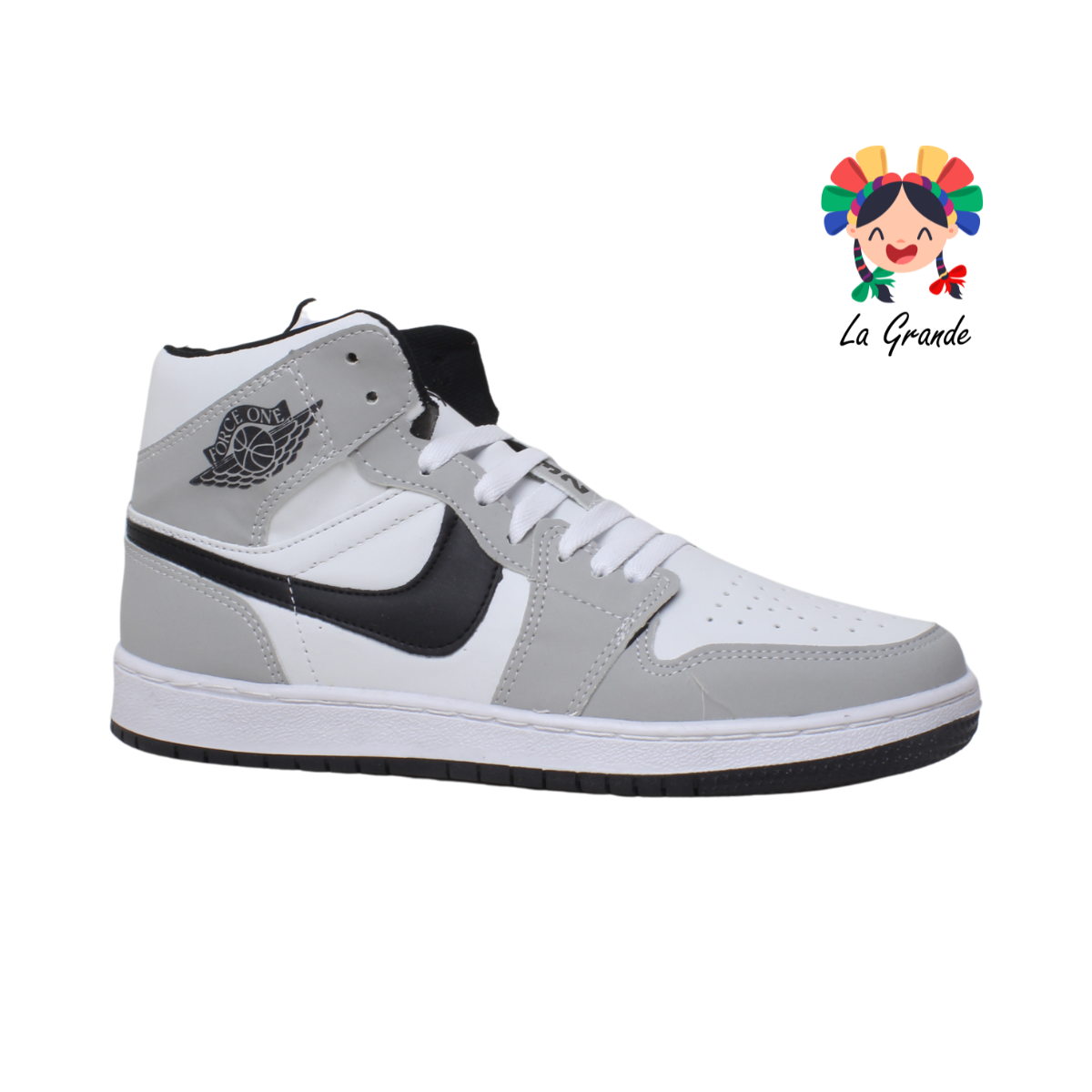 FORCE X-PLOD Gris Bco Ngo  Sintético Tenis Tipo Bota para Niño y Caballero