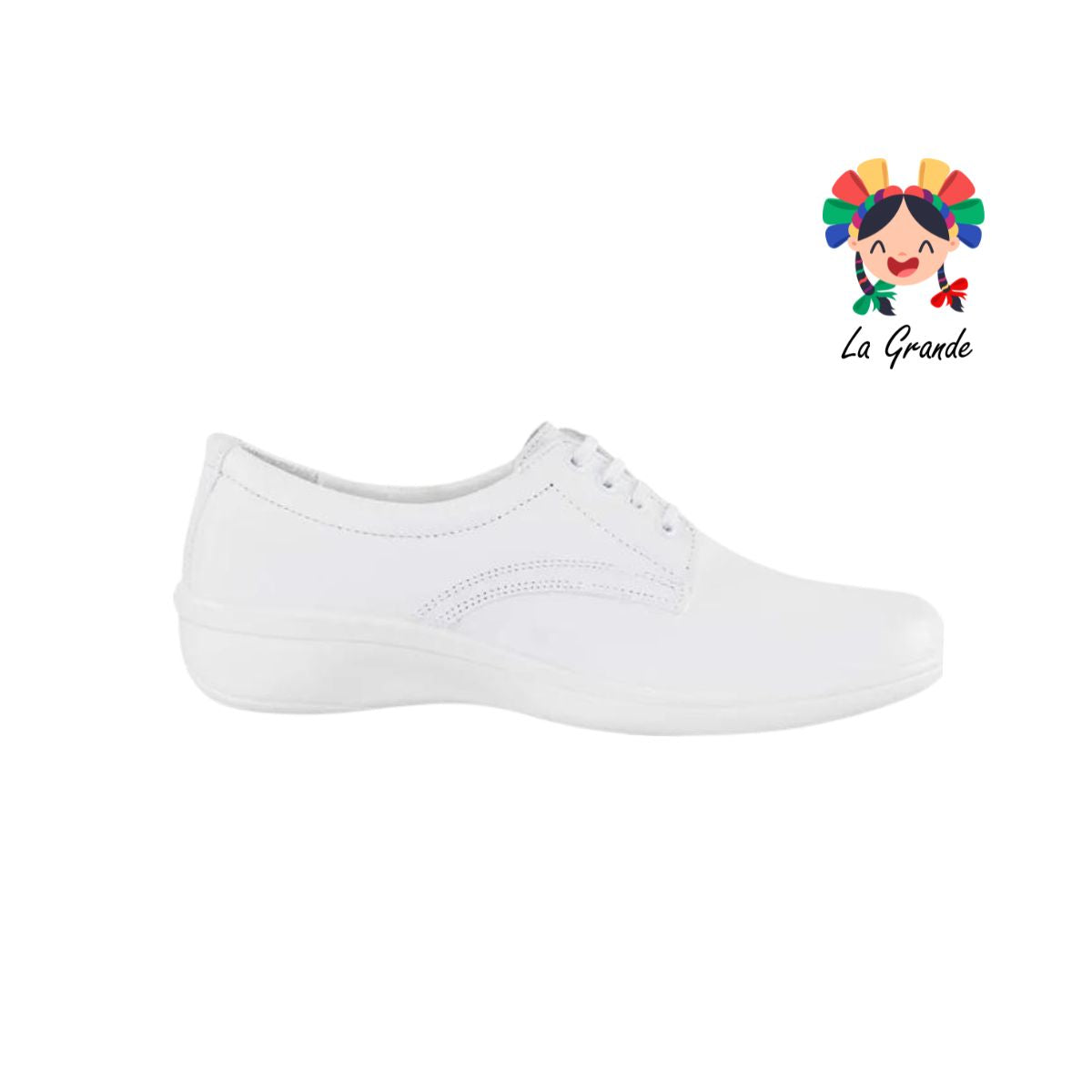 FLEXI Blanco zapato clínico de piel para dama y joven