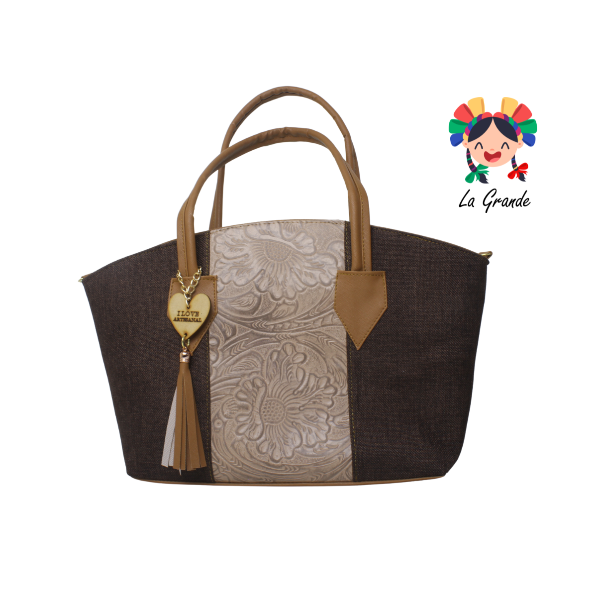 08 Bolsa jumbo Café floral para dama