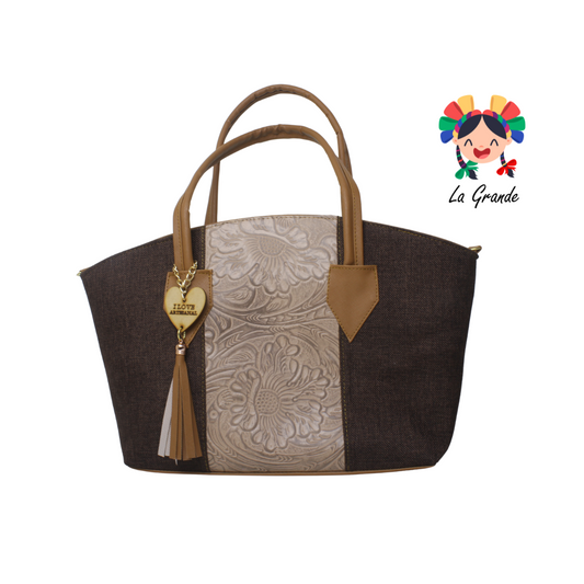 08 Bolsa jumbo Café floral para dama