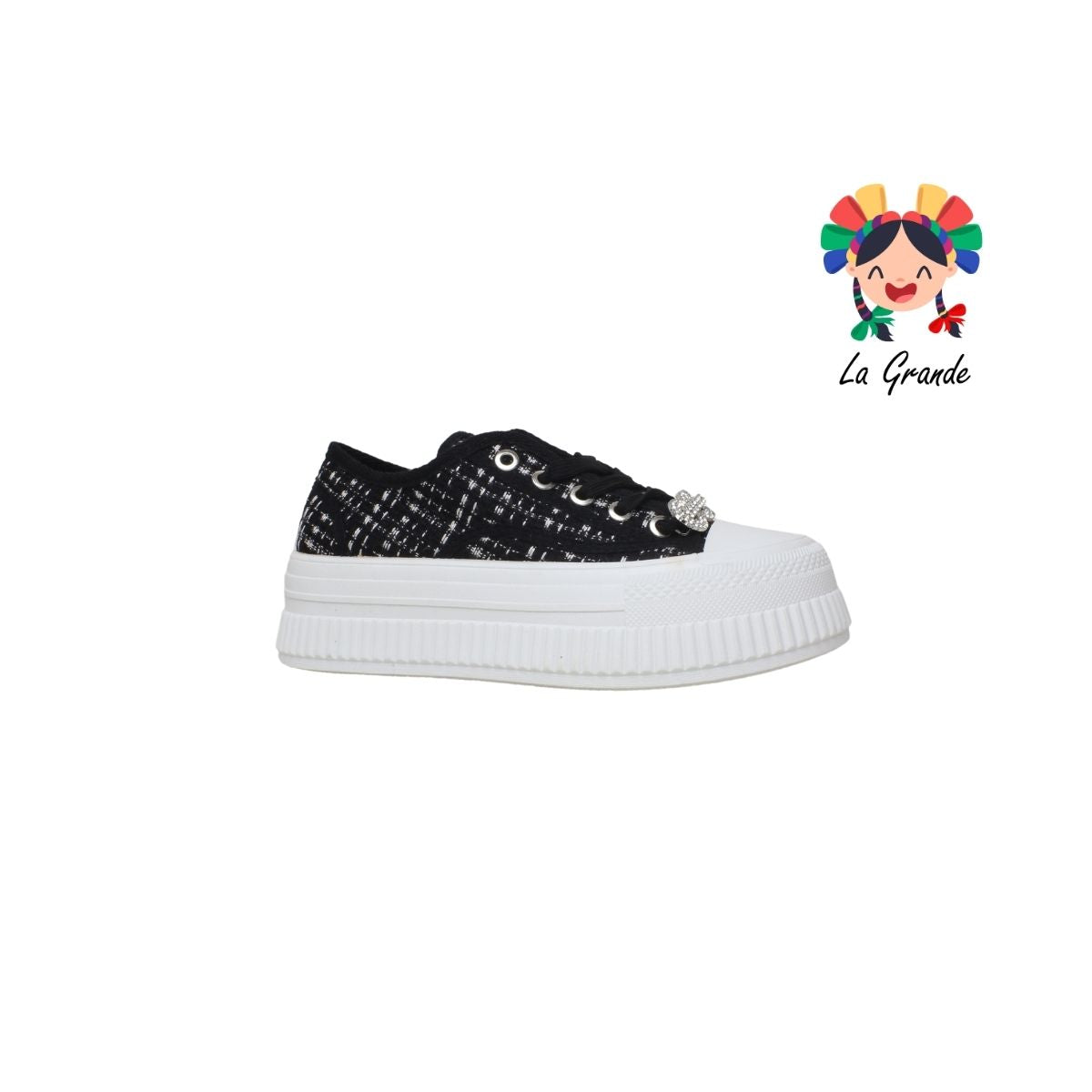 G01-3A FOSUM Negro Tenis Textil Choclo Estilo Urban para Dama