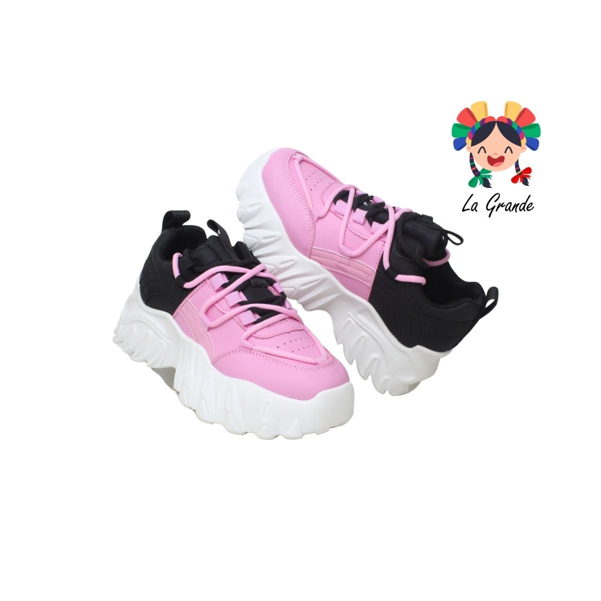 G03-3B FOSUM Negro/Rosa Tenis Sint  Choclo Estilo Urban para Dama