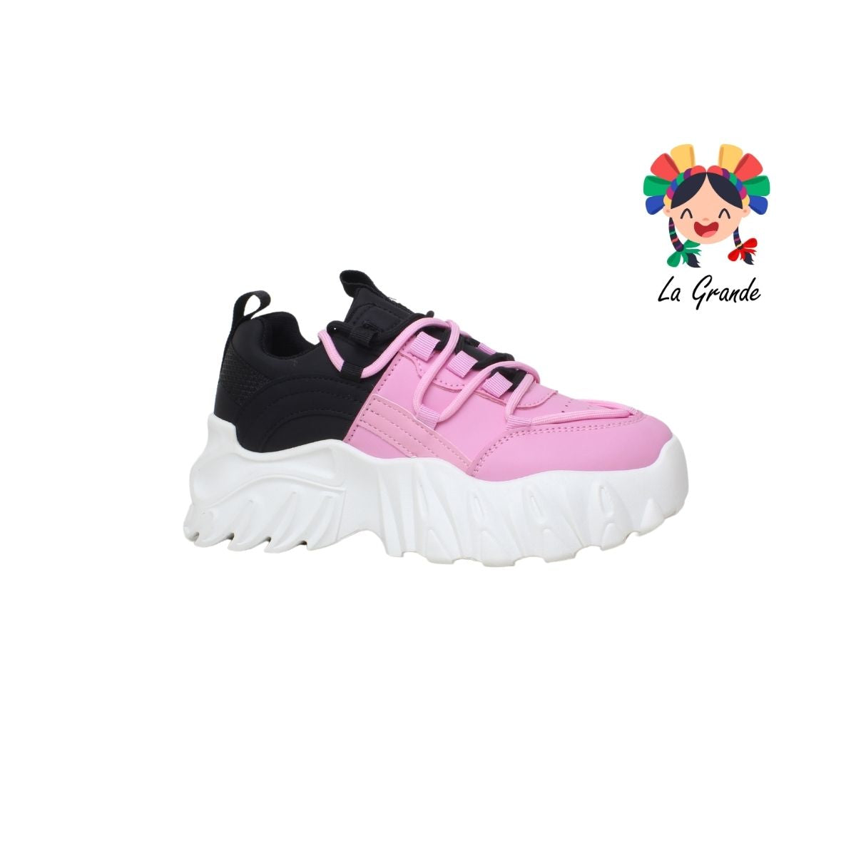 G03-3B FOSUM Negro/Rosa Tenis Sint  Choclo Estilo Urban para Dama