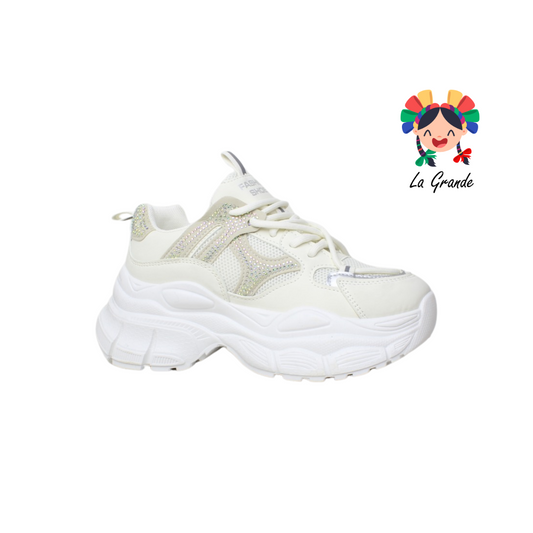 G04-1B FOSUM Beige Tenis Choclo Estilo Urban para Dama