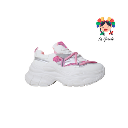 G04-2C FOSUM Blanco Rosa Tenis Sint  Choclo Estilo Urban para Dama