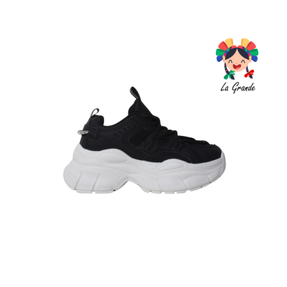 G04-4A FOSUM Negro Blanco Tenis Choclo Estilo Urban para Dama