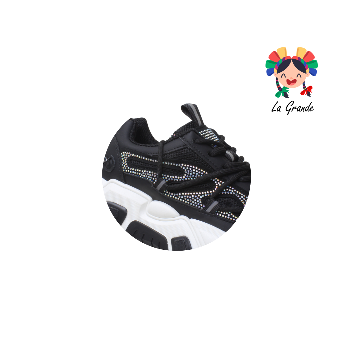 G06-1A FOSUM Negro tenis Textil choclo estilo Urban para Dama