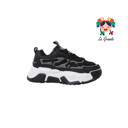 G06-1A FOSUM Negro tenis Textil choclo estilo Urban para Dama