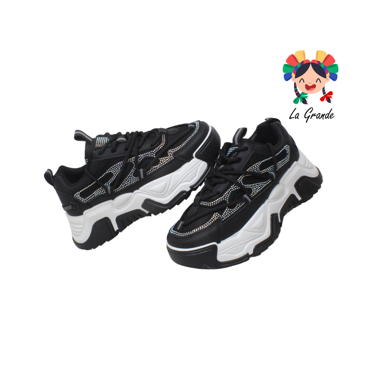 G06-1A FOSUM Negro tenis Textil choclo estilo Urban para Dama