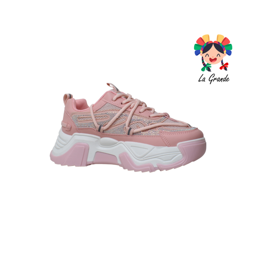 G06-1A FOSUM Rosa Tenis Textil  Choclo Estilo Urban para Dama