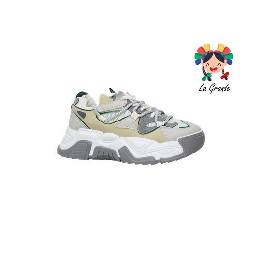 G06-4B FOSUM Beige/Gris Tenis Choclo Estilo Urban para Dama