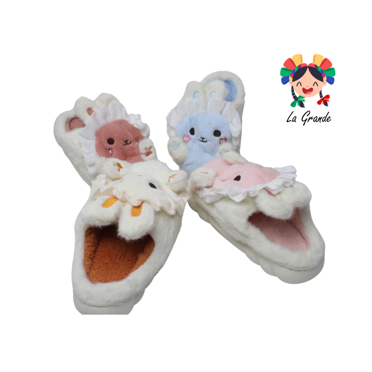 P-2084 TIGRE Conejo Multicolor Sint Pantufla para Niña