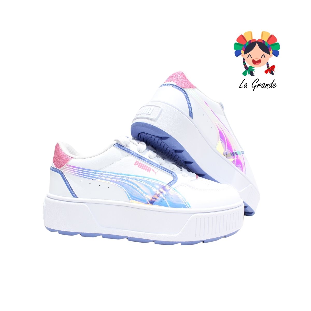 PUMA- KARMEN REBELLE DEEP Blanco tornasol rosa tenis tipo choclo importado para dama Original