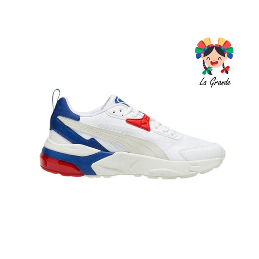 PUMA-VIS2K Blanco con rojo y azul tenis casual importado original para caballero