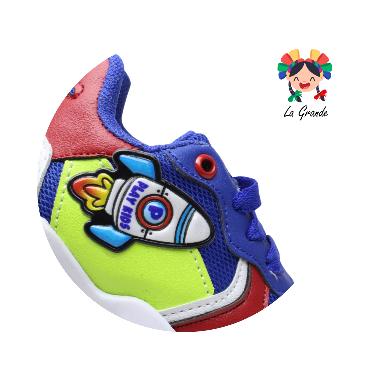 ROCKET PLAY KIDS Rey Blanco Verde Neón Sint tenis Casual para Niño