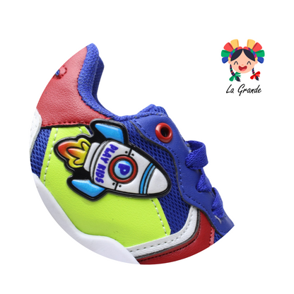 ROCKET PLAY KIDS Rey Blanco Verde Neón Sint tenis Casual para Niño