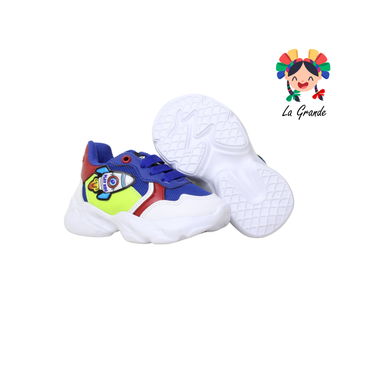 ROCKET PLAY KIDS Rey Blanco Verde Neón Sint tenis Casual para Niño