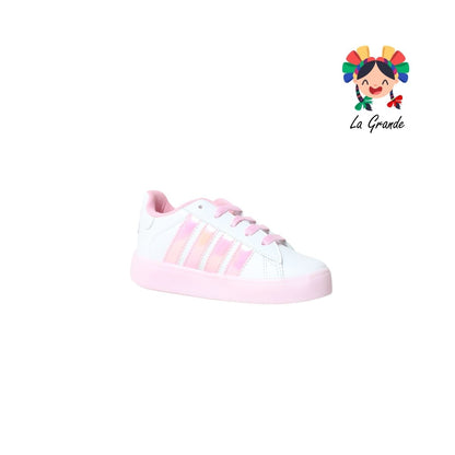 V-040 VANNI CLUB Rosa Blanco Sintético Tenis Choclo para Niña