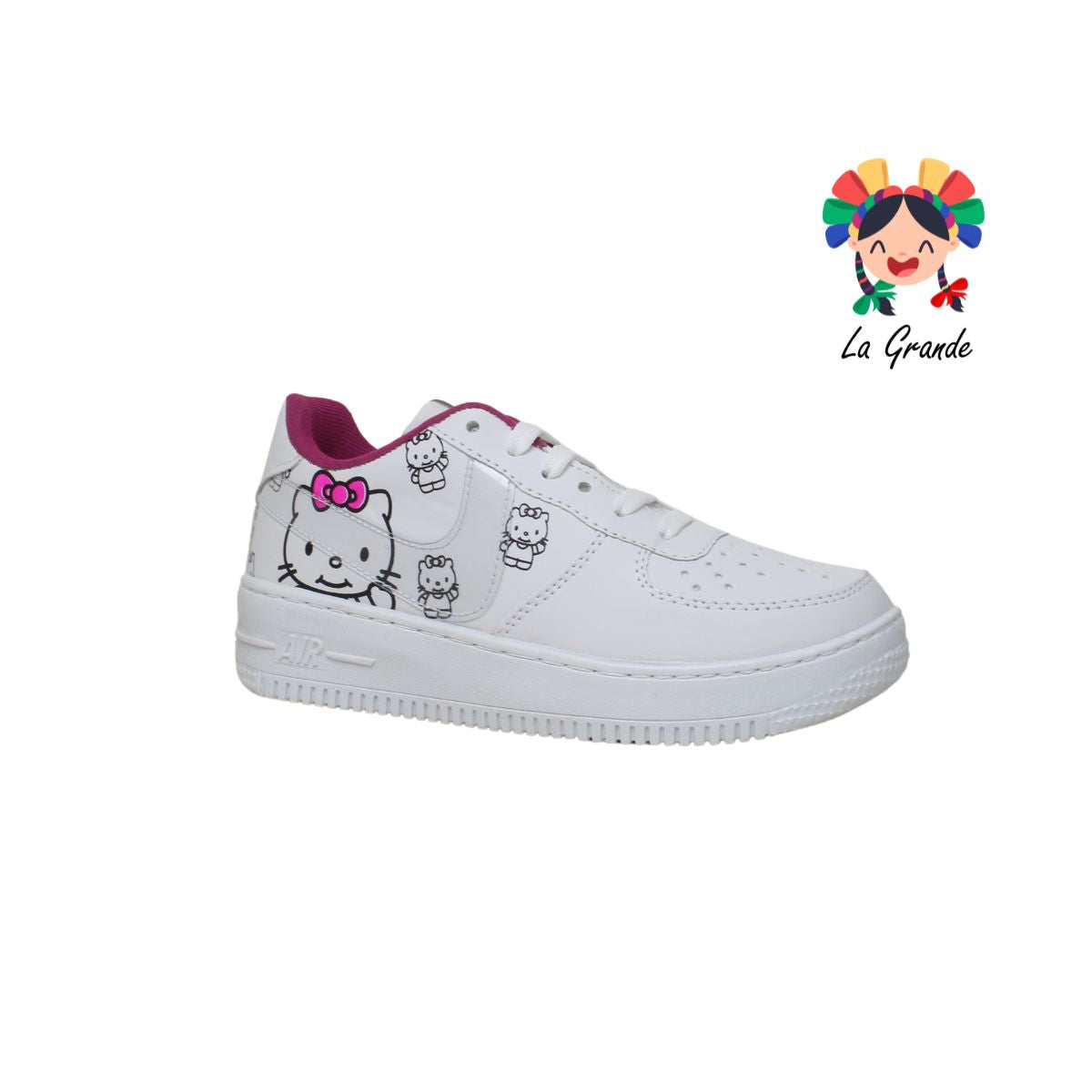 V-07 VANNI CLUB Blanco Fucsia Tenis Choclo Kitty para Dama