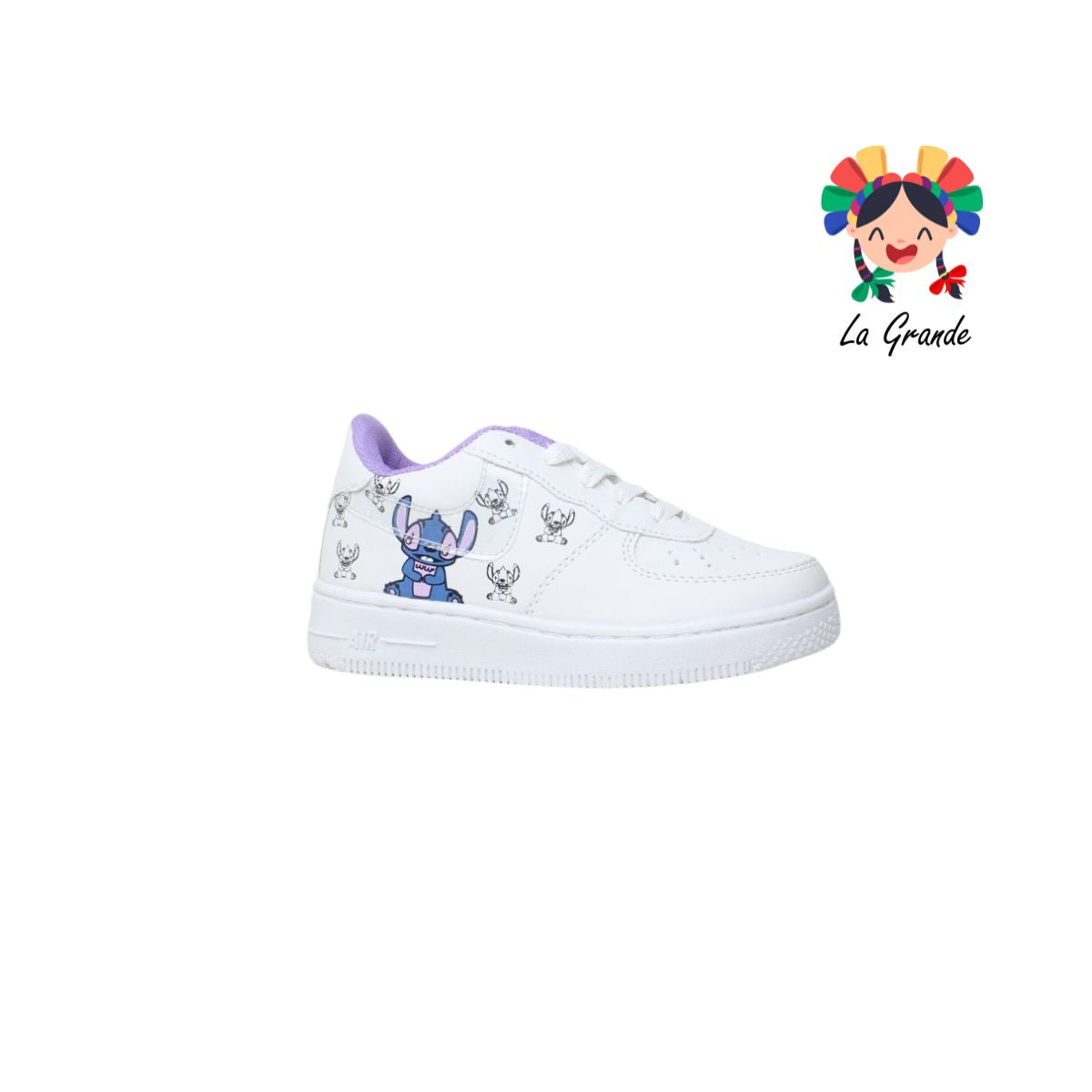 V-09 VANNI CLUB Blanco Lila Sint Tenis Casual Choclo Para Niña y Dama